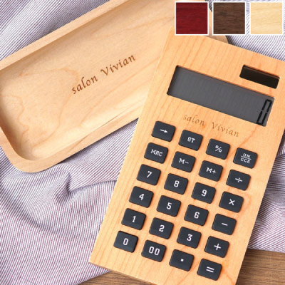 木製電卓＆木製キャッシュトレイ セット