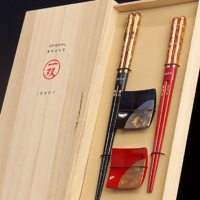 瑞雲箔散らし箸＆箸置き4点セット