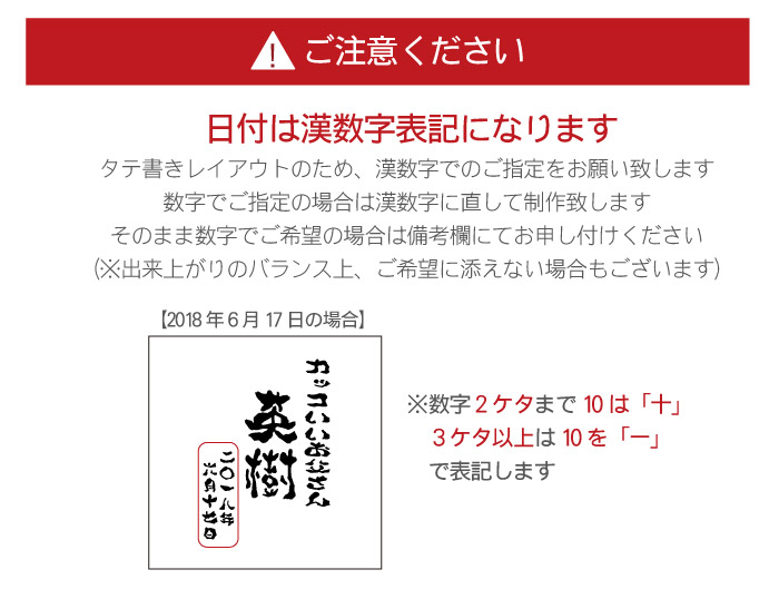 日付は漢数字表記になります