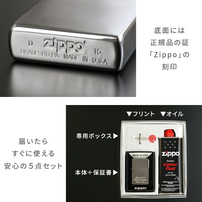 名入れzippoライタークロームサテーナ#200ギフトセット｜「KIZAMU