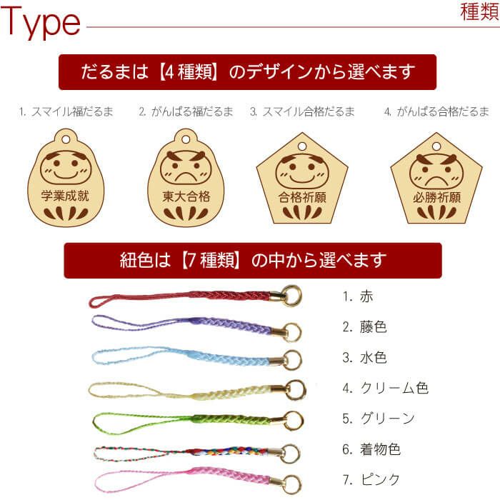 名入れ合格祈願だるまストラップ