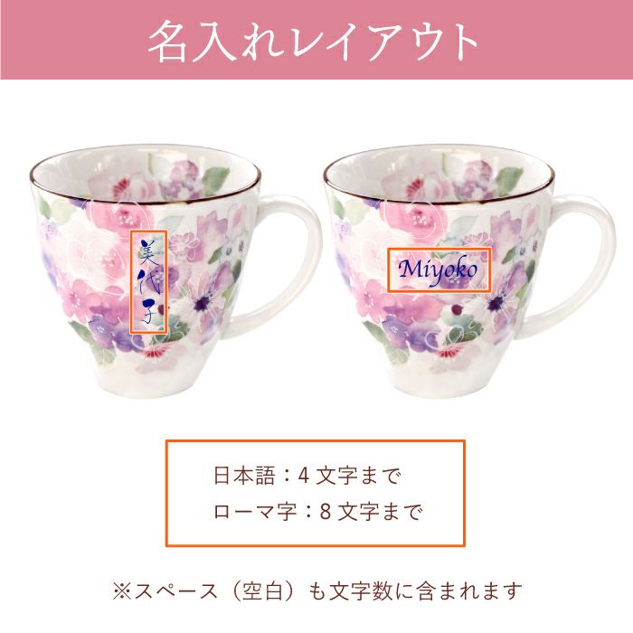 名入れ花工房美濃焼花柄マグカップ