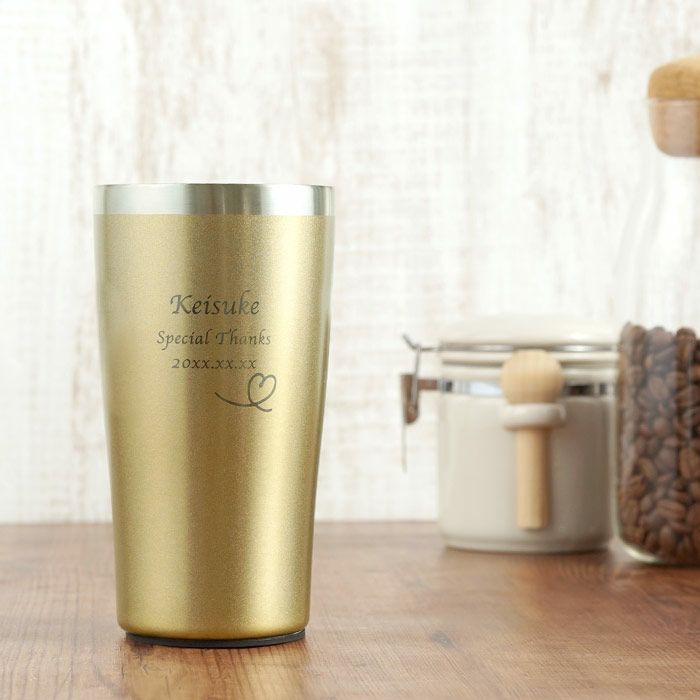 名入れ真空断熱ステンレスタンブラーゴールド420mlハート