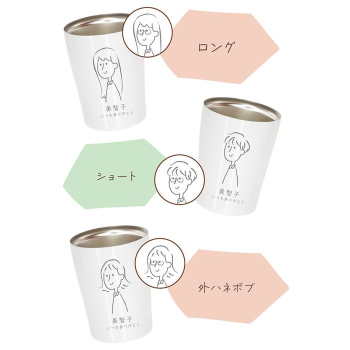 カラー真空断熱ステンレスタンブラー 　手書きイラストパターン　250ml