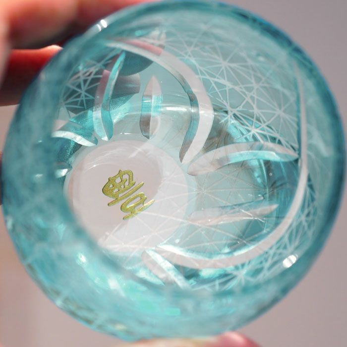 名入れ切子菊つなぎ模様 ぐい呑み(単品)