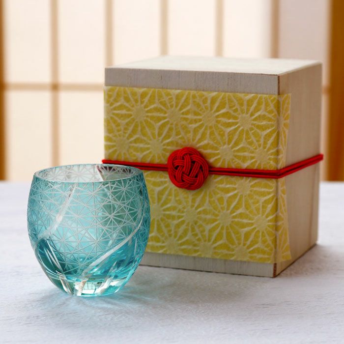 名入れ切子菊つなぎ模様 ぐい呑み(単品)