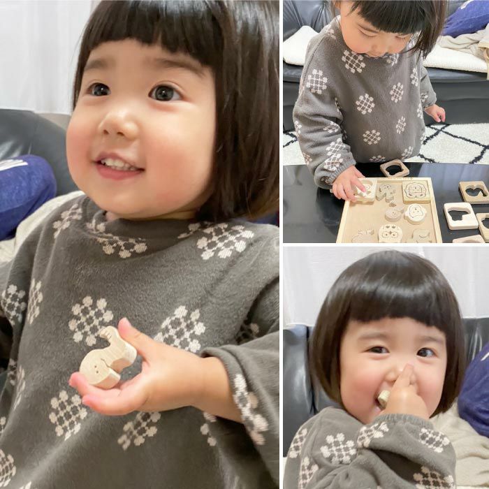 名入れ木のおもちゃ動物パズル9ピース