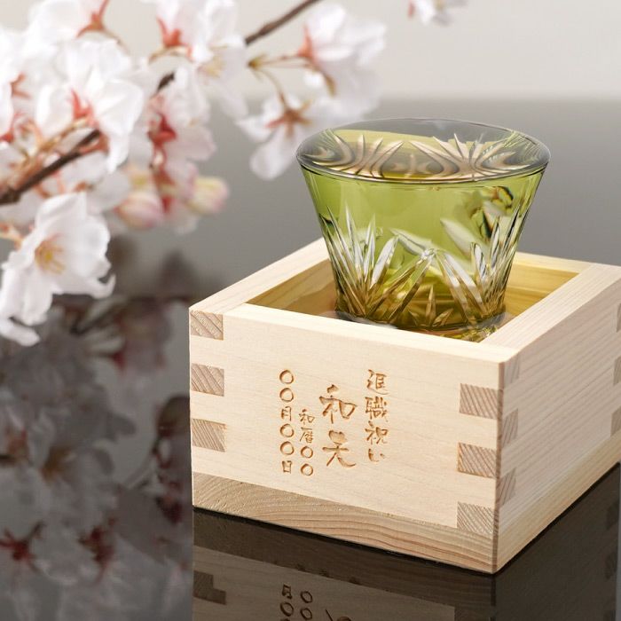 一口切子グラスと枡のこぼれ酒セット