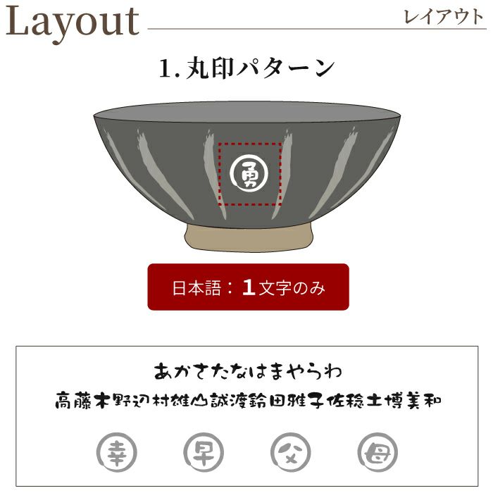 名入れ 棒縞モダン 茶碗 単品