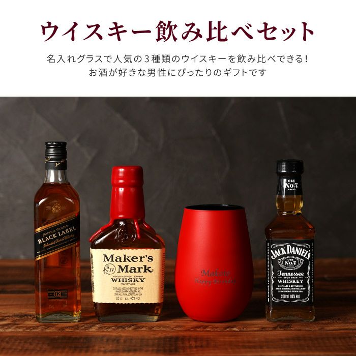 メタルカラーグラス＆ウィスキー３種類飲み比べセット 200ml