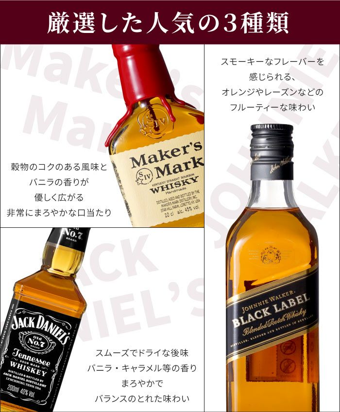 メタルカラーグラス＆ウィスキー３種類飲み比べセット 200ml