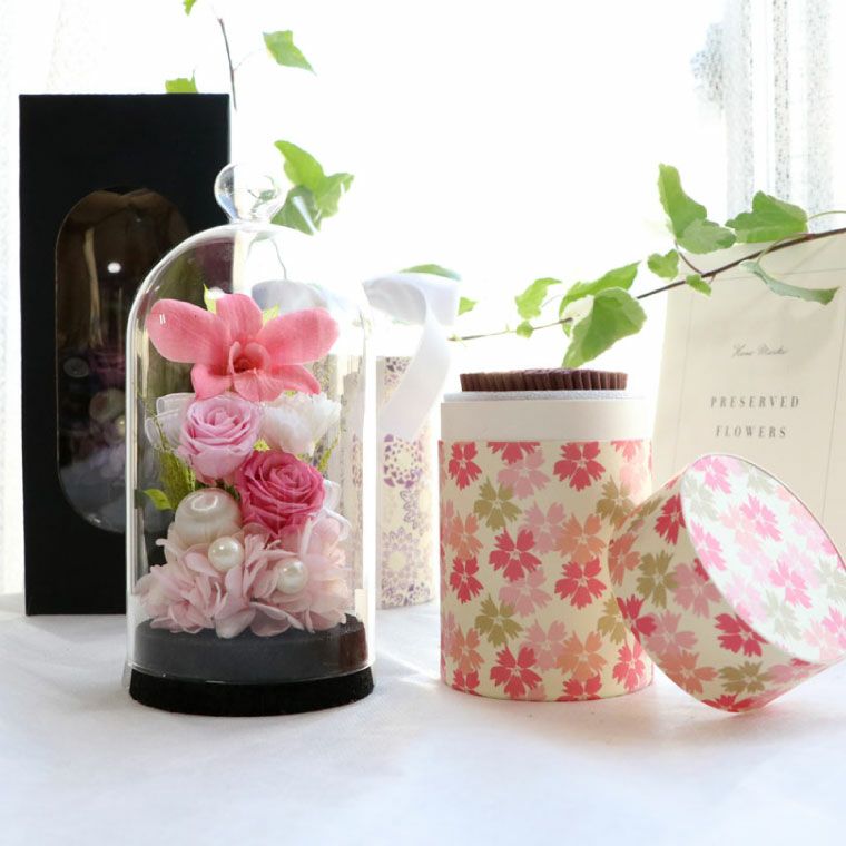 お供え花ドームとお線香セット プリザーブドフラワー