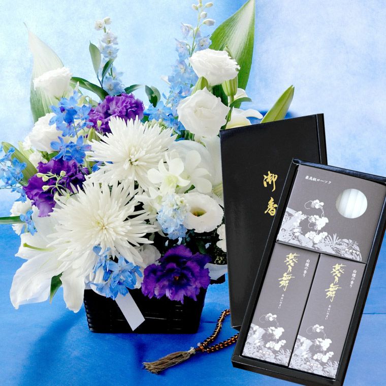 お供え花とお線香＆ろうそく ギフトセット・AC  生花