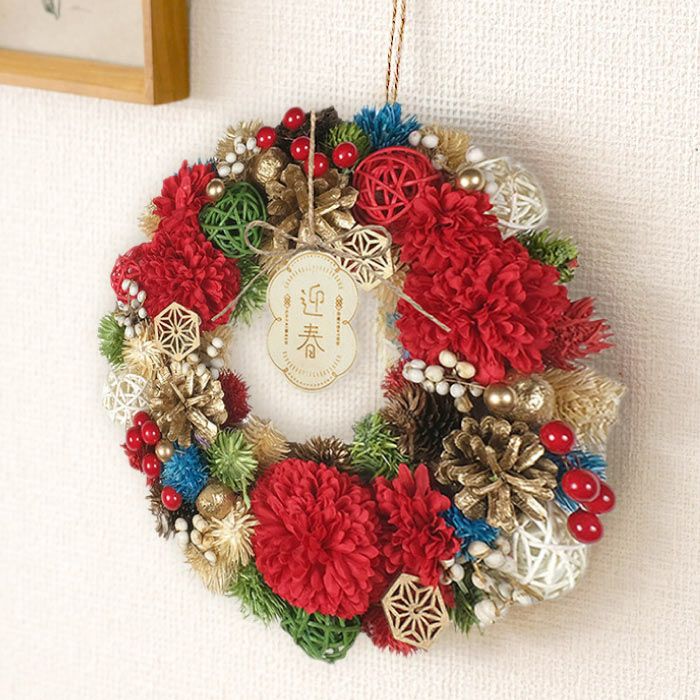 おみくじ付！華やぎ迎春リース ドライフラワー