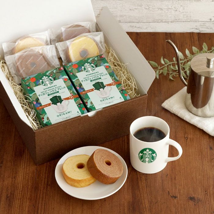 ディカフェ スターバックスコーヒー2個＋バームクーヘン4個ギフトセット