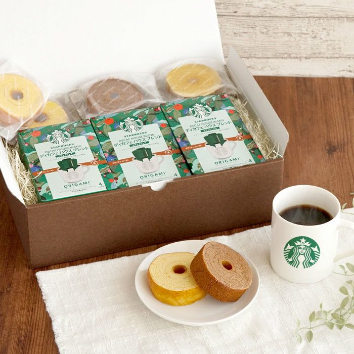 スタバ　デカフェ　via 6個セット ディカフェ スターバックスコーヒー3個＋バームクーヘン6個