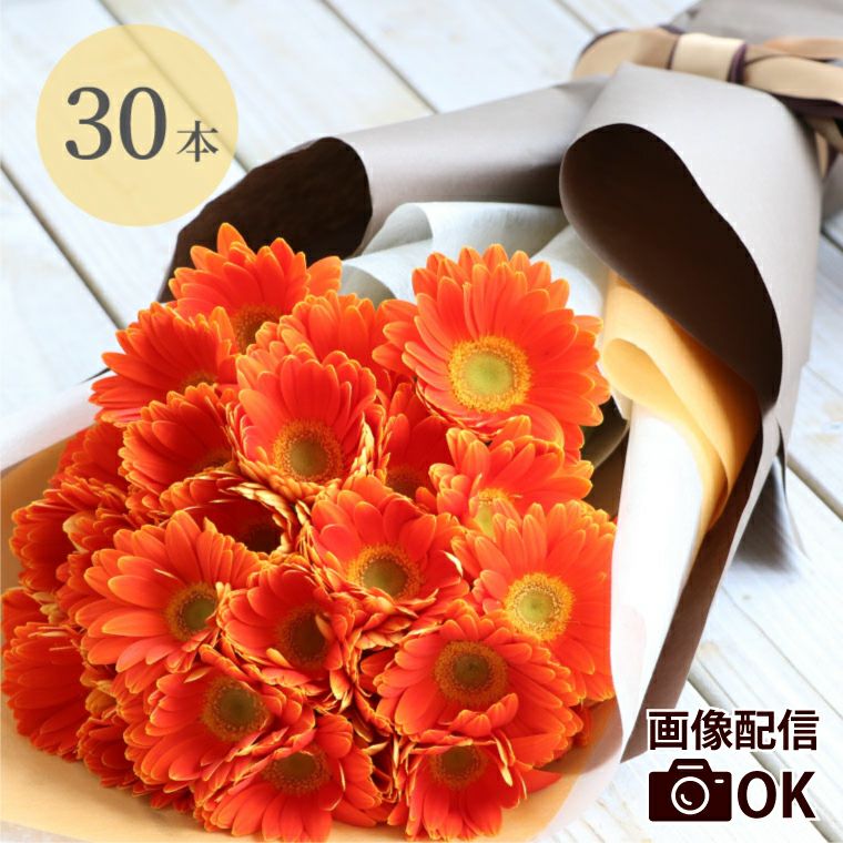 ガーベラの花束 30本・花言葉 &quot;希望・前進&quot; 生花