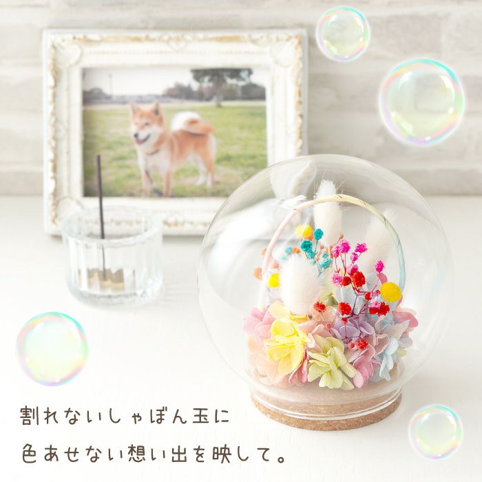 ペットちゃんの虹の橋 しゃぼん玉 お供え プリザーブドフラワー