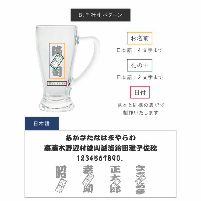 イタリア製 名入れ無料 ビールジョッキ　（単品）