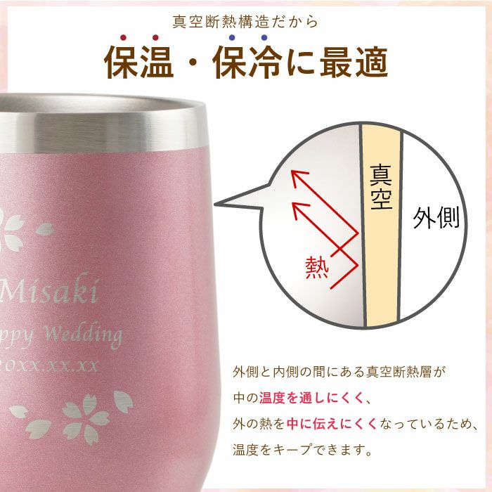 名入れOK 八福花フレームタンブラーペア ギフトセット 350ml